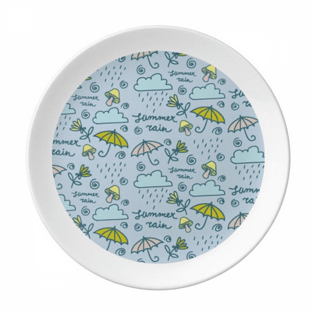 

Umbrella Mushroom Cloud Rain Flower Plate Decorative Porcelain Salver Tableware Dinner Dish