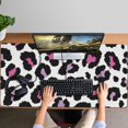 thumbnail image 4 of Long Mouse Pads for Desk,White and Pink Of Leopard Print Desk Mats on Top Of Desks, Desk Mouse Pad Extra Large with 3mm Non-Slip Base and Stitched Edge for Gaming,Office,Work,Home 47.3"x23.6", 4 of 6
