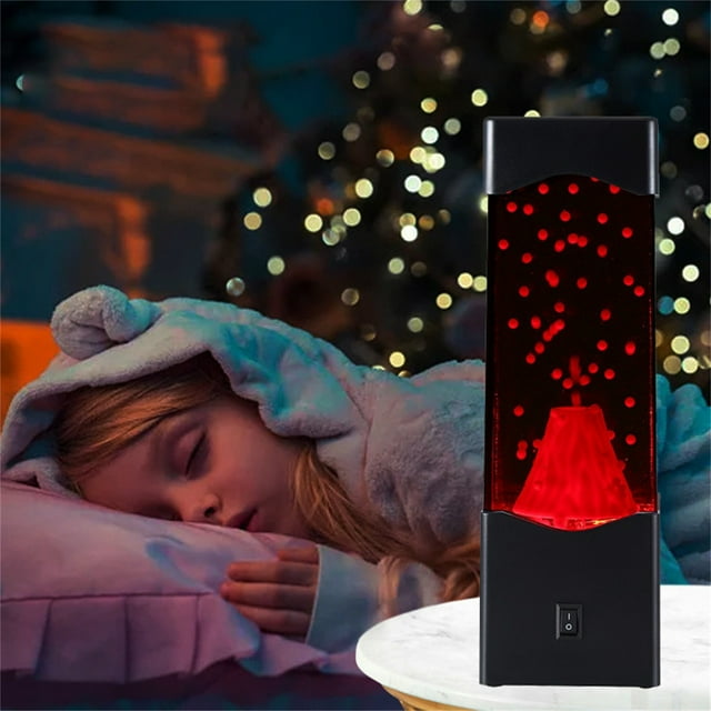 Fiudx Luz Nocturna de Volcán, Lámpara Led con Alimentación Usb, Mini Pantalla de Erupción, Decoración de Escritorio, Luz Ambiental Roja Suave, Foco de Relajación, Uso En La Oficina o El Hogar, Tamaño