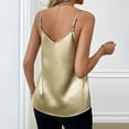 thumbnail image 4 of Womens Camisole Tank Tops, Comdrip Women's Elegant Satin V Neck Adjustable Strap Tank Top Sleeveless V Neck Strap Vest Beauty Tank Tops for Women Gold L, 4 of 7