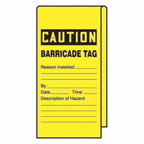 Accuform Wrap Stick Tag, Caution, 12"Lx3-1/8"W, PK25 TAT112