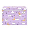 thumbnail image 7 of Yayeee Collapsible Storage Bin with Lid Fabric Closet Decorative Basket with Handles, Purple Cartoon Rabbit Pattern, 7 of 7