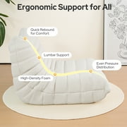 Cottinch Giant Bean Bag Chair Lazy Floor Sofa for Adults, Teens, Memory Foam Sofa Fireside Togo Chair Suede Lounger Couch for Living Room, Bedroom, White