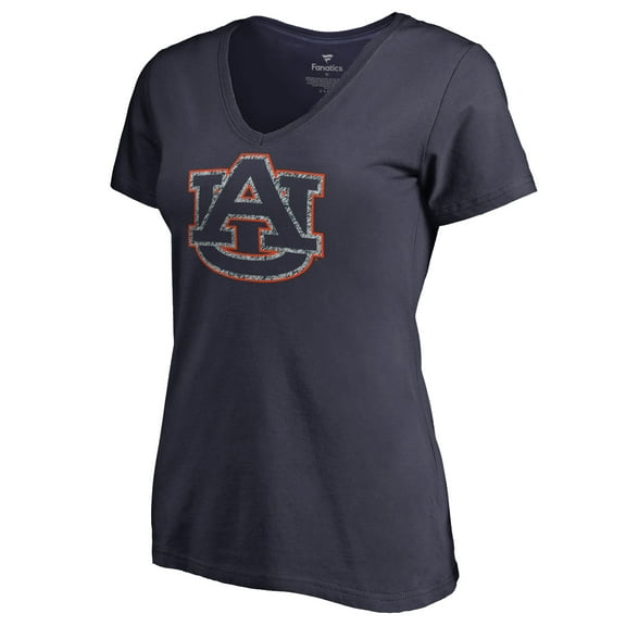 Women's Navy Auburn Tigers Static Logo V-Neck T-Shirt