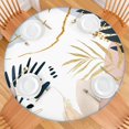 thumbnail image 2 of 44in Round Tablecloth with Elastic Edge, Waterproof Fitted Table Cover for 36-44" Tables, Boho Theme Polyester Reusable Table Cloths Wipe Clean for Picnic, Dining, Outdoor Use and Party Decor, 2 of 7
