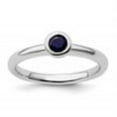 thumbnail image 4 of Auriga Fine Jewelry 925 Sterling Silver Low 4mm Round Created Sapphire Ring for Women Size 8, 4 of 6