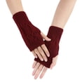 thumbnail image 1 of Ladies Warm Knit Fingerless Gloves Convertible Mittens Fashion Flowers Winter Handwear Cozy Textured Design, 1 of 6