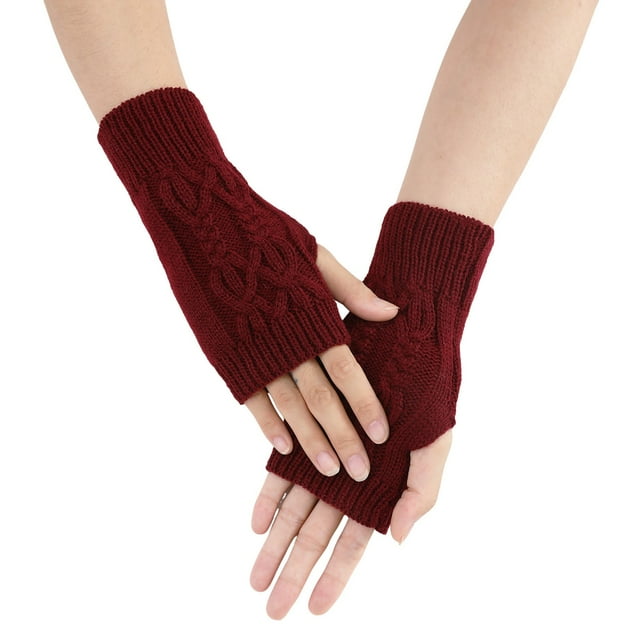 Ladies Warm Knit Fingerless Gloves Convertible Mittens Fashion Flowers