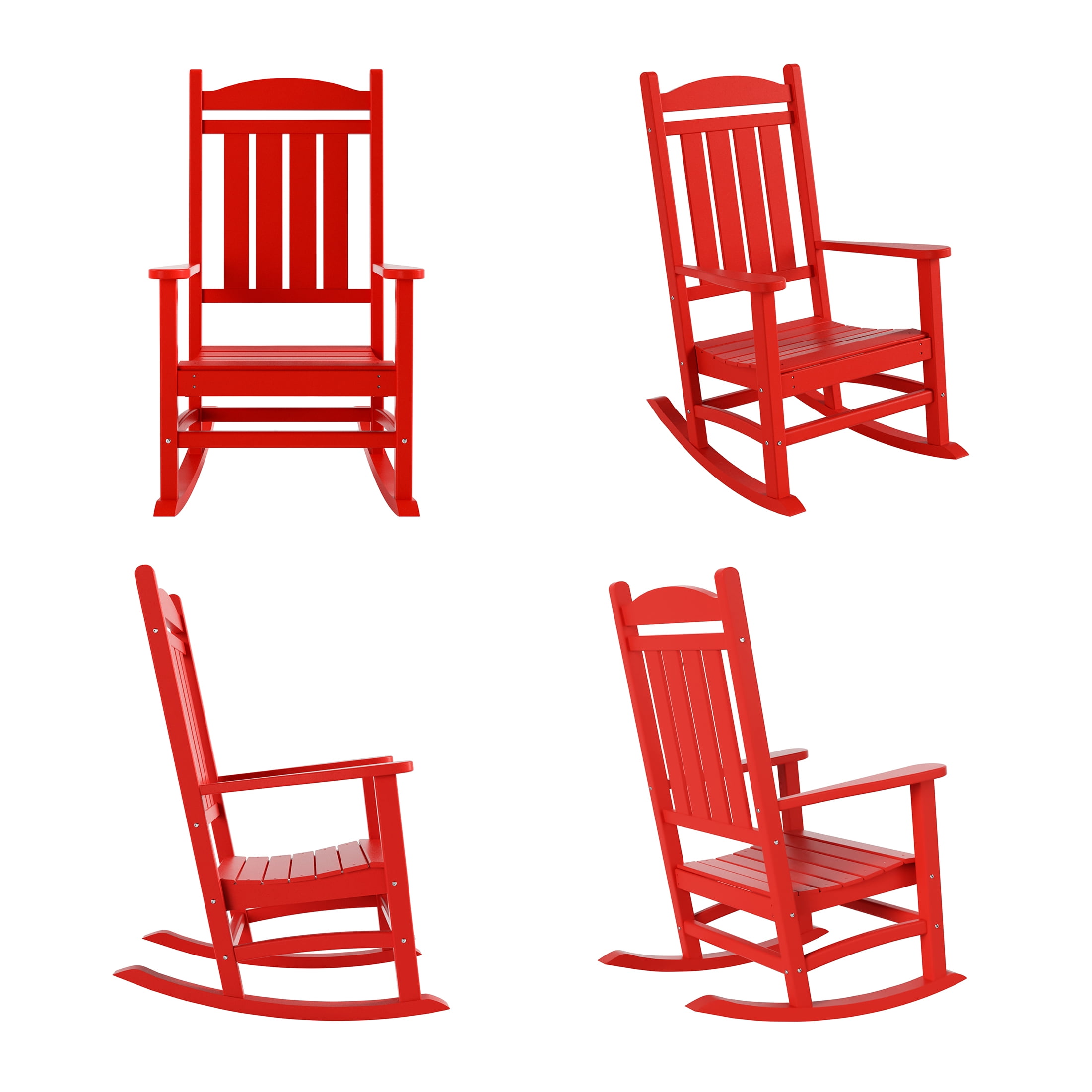 GARDEN Set of 4 Classic Adirondack Porch Outdoor Rocking Chairs Red