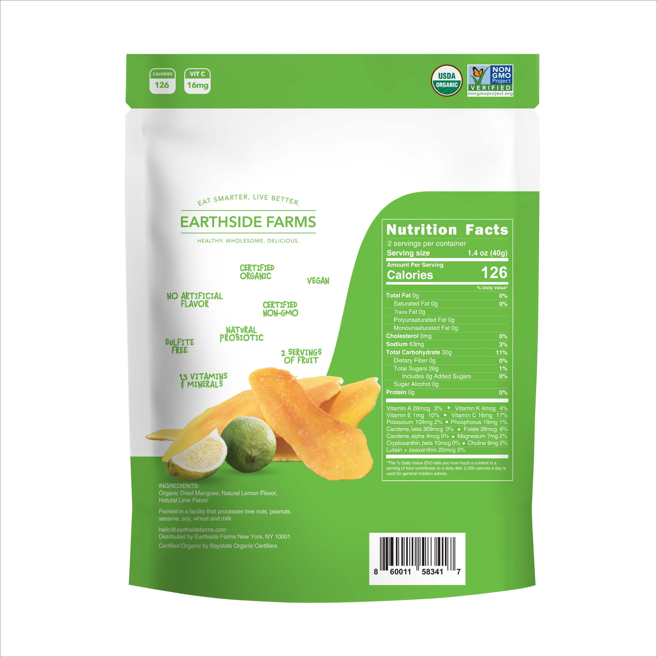 Earthside Farms Citrus Splash Dried Organic Mangoes, 6 Pack, 2.8oz