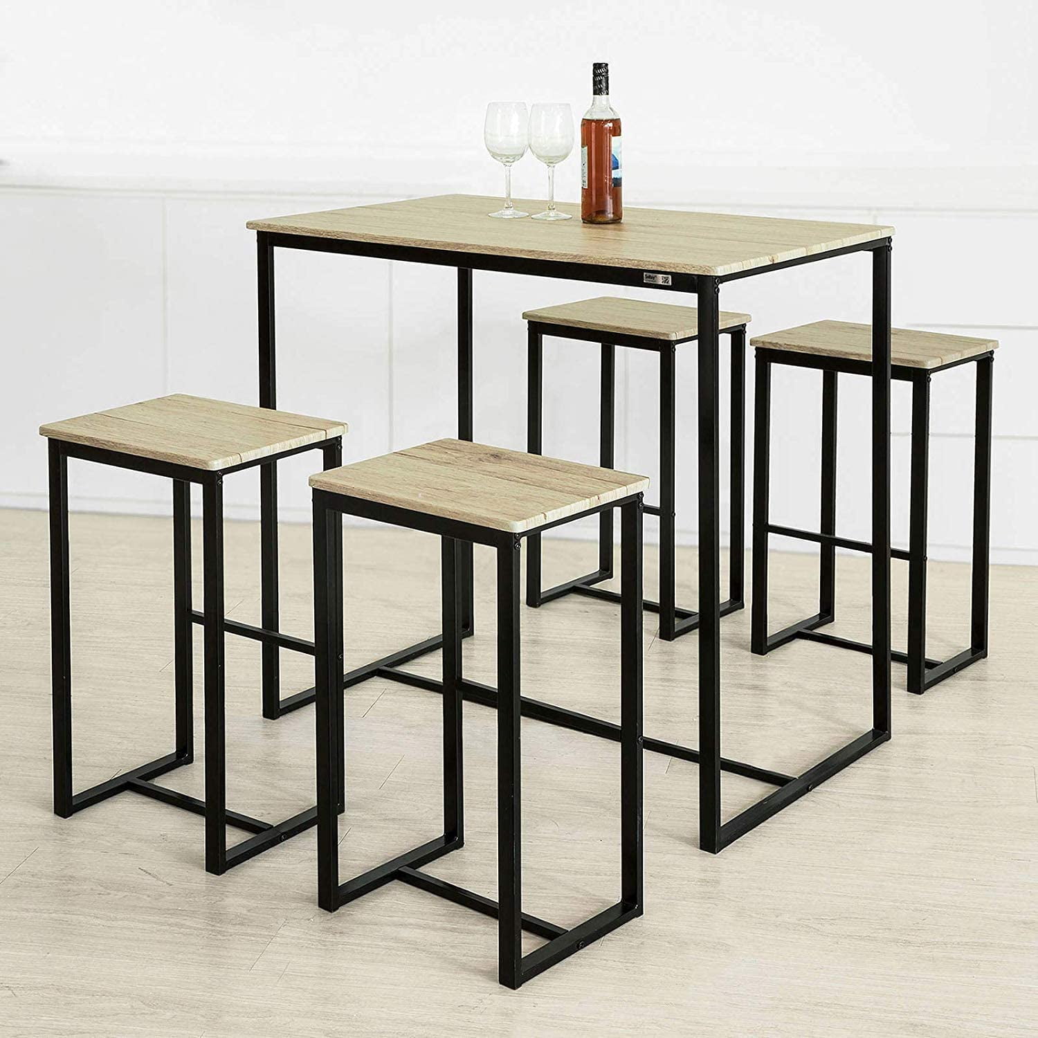 SoBuy OGT15N, Bar Set1 Bar Table and 4 Stools, Home Kitchen Breakfast