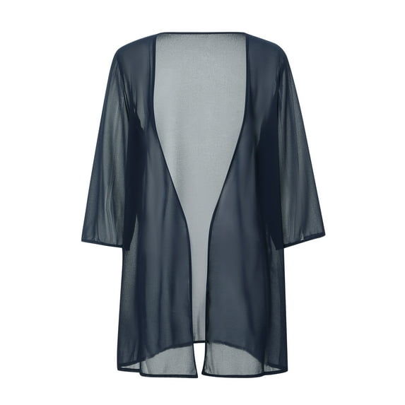 hirigin Women Summer Cardigans Chiffon Sheer Loose Kimono Cardigan Capes Bolero Shrug Casual Cover Up Tops Shawl (Navy Blue, Large)