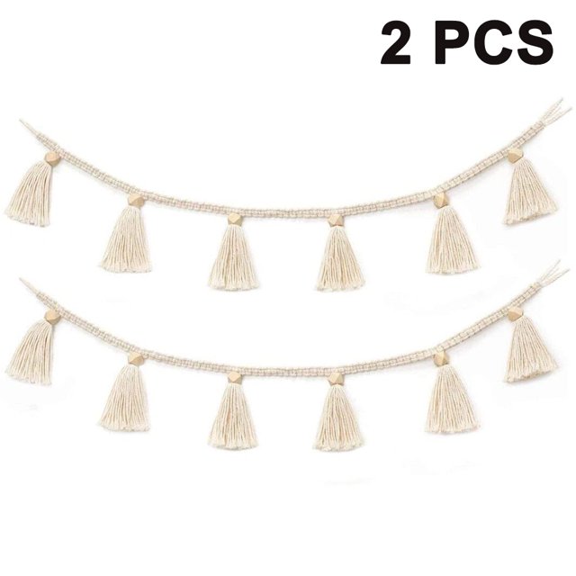 2 uds macramé tapiz colgante de pared flecos guirnalda Banner tejido de algodón decoración de pared para decoración de casa Bohemia, decoración de habitación de niños Adepaton 2034810