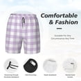 thumbnail image 6 of Picia Purple Checkboard pattern Mens Swim Trunks with Compression Liner Stretch Beach Shorts Quick Dry with Zipper Pockets No-Chafing Board Shorts-Medium, 6 of 9