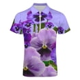 thumbnail image 4 of TOUCH OF SPRING PINK- PURPLE PANSY FLOWERS Men Zipper T-shirt Summer Casual Short Sleeve T-shirt Top, 4 of 7