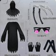 thumbnail image 4 of TheFound Halloween Grim Reaper Costumes Robe Pull à Capuche Yeux Rouges Gants Ceinture Fantôme Effrayant Ensemble Cosplay, 4 of 8