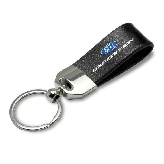 iPick Image for Ford Expedition Large Genuine Black Leather Loop Strap Key Chain, Official Licensed