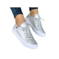 thumbnail image 1 of Avamo Women Breathable White Sneaker Round Toe Skate Shoes Casual Lightweight Lace Up Fashion Sneakers Silver 8.5, 1 of 3