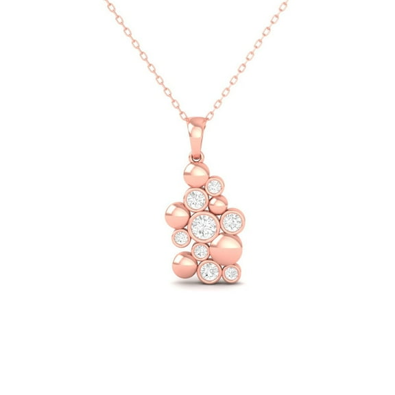 Bubble Cluster Moissanite Pendant Necklace 925 Sterling Silver 14K Rose Gold Plated