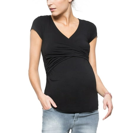 

LAPA Women s Maternity Tops Short Sleeve Breastfeeding Nursing Shirt