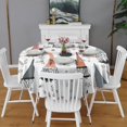 thumbnail image 2 of White Christmas Gnome and Snowflake Pattern Round Tablecloth 60"x60",Wrinkle Wipeable Table Cloth for Kitchen Dining Room Picnic Patio Party, 2 of 6