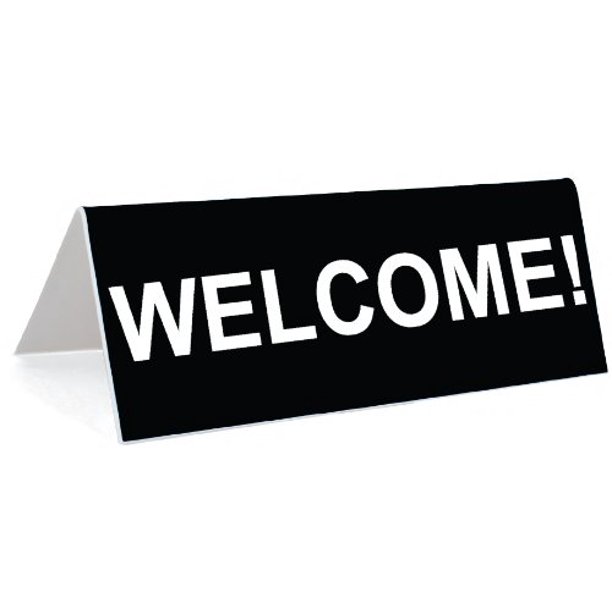 3" x 8" Engraved Tabletop Tent Desk Sign BLACK / WHITE