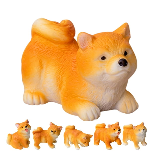 Miangastore 6 Pcs Statues de Jardin Miniatures pour Chien Figurines de Chien en Résine Peintes à la Main pour Jardins Figurines Miniatures de Chien Adorables Mini Statues de Chien Sculptures de Modélisation de Chien