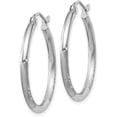 thumbnail image 2 of 14k White Gold Satin and Diamond-cut 2.2mm Round Hoop Earrings - 25mm, 2 of 6