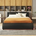 thumbnail image 2 of Bellemave Queen Size Upholstered Platform Bed with LED Lights Underneath,Faux Leather Platform Bed Frame with Headboard and Slatted for Bedroom(Queen,Black), 2 of 11