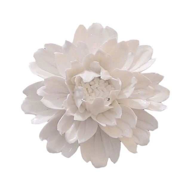 Advancent Flores de cerámica, flor tridimensional, artesanías para colgar en la pared, sala de estar, arte de negocios, decoración, Mural de Decoración del hogar Blanco Largo