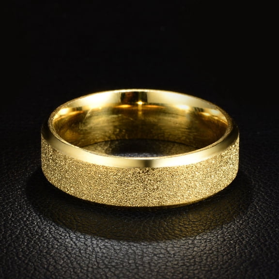 Frosted Stainless Steel Ring 6mm Unisex Band Gift Box