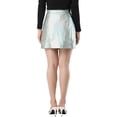 thumbnail image 3 of DARING DIVA Women's A-Line Zipper Front High Waist Mini Skirt S Silver, 3 of 7