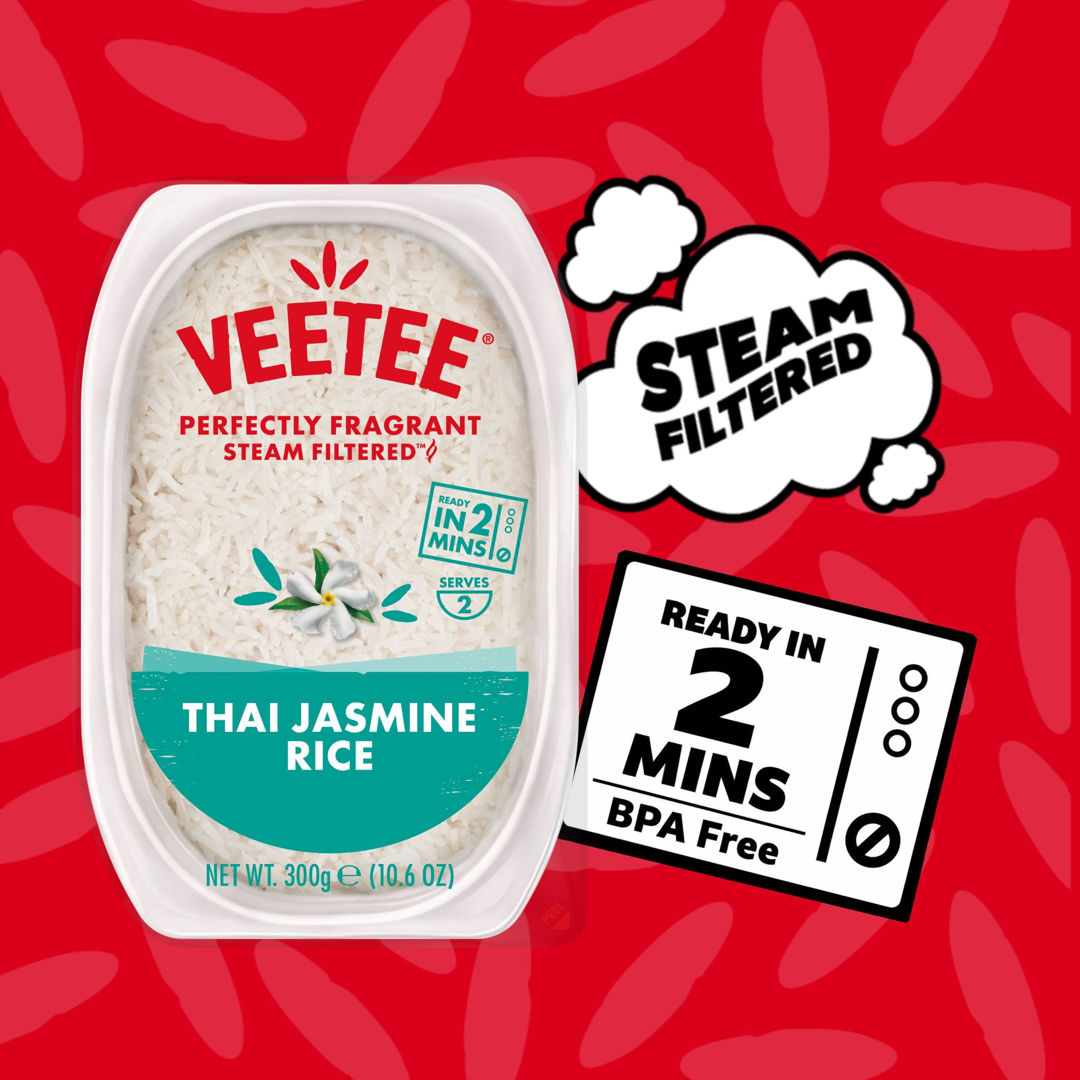 (3 pack) Veetee- Thai Jasmine Rice - 10.6oz Microwave Ready, Natural, No Artificial Ingredients, Gluten-Free