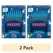 (2 pack) Brach's Blueberry Candy Canes, Holiday Christmas Candies, Christmas Candy Ornaments, 5.3 oz Box, 12 Count