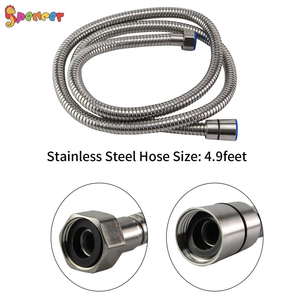 Spencer Hand Held Bidet Toilet Sprayer Kit Stainless Steel Toilet Shattaf Bidet Shower Sprayer Bathroom Cloth Diaper Washer with 7.8" T-Adapter Valve Hose for Pet Bath for Pet Bath