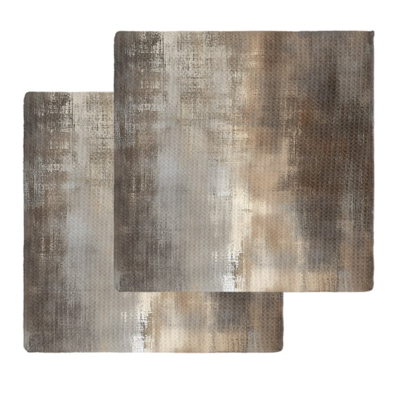 Brown Ombre Dish Towels Set, Waffle Weave Kitchen Towels 2 Pieces, Modern Abstract Oil Painting Art Microfiber Hair Face Bath Tea Towel Absorbent Quick Drying Cleaning Dish Cloths, 12"x12"