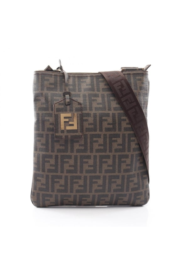 Pre-Owned Fendi Zucca Shoulder Bag/Handbag, Coated Canvas, Men's/Women's, Brown/Black