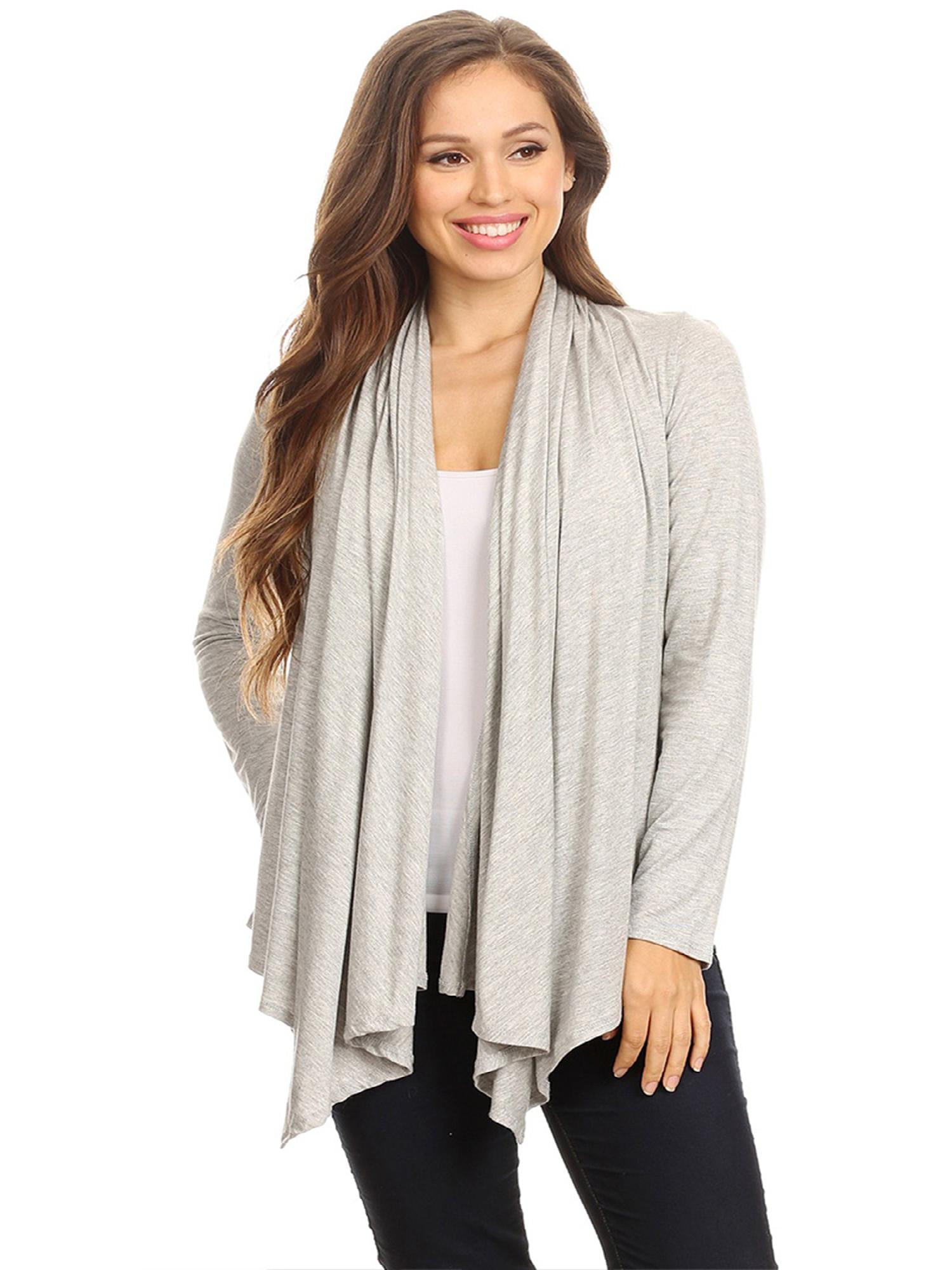 Women's Solid Casual Comfy Long Sleeve Drape Open Front Cardigan Jacket