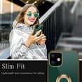 thumbnail image 5 of Compatible with iPhone 12 Mini Case 5.4" (2020) Finger Ring Stand Holder Electroplated Silicone Soft Flexible TPU Frame Shock-Absorption Bumper Cover Phone Cases - Green, 5 of 8