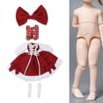 thumbnail image 4 of Lindo Conjunto de Ropa de Muñeca 1:6 Muñeca de Niña con Accesorios para El Cabello para Ob22 Ob24 Chaleco Rojo Baoblaze trajes de vestir de muñeca, 4 of 8
