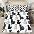 thumbnail image 2 of jejeloiu Cartoon Cat Kitten Twin Sheet Sets,White Black Gray Bedding For Pet Lovers 3-Piece, 2 of 7