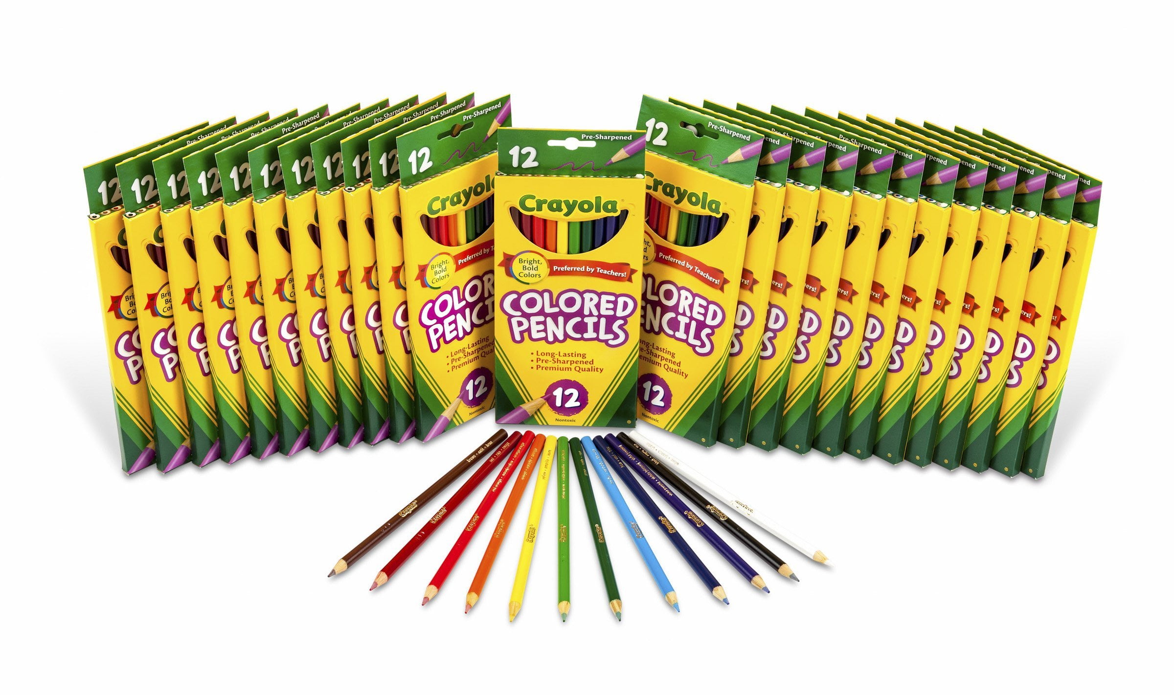 Crayola Colored Pencils 12 Each (Pack of 24), Pre-sharpened, Assorted Colors