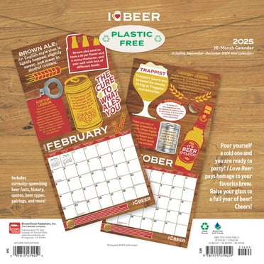 I Love Beer | 2025 12x24" (Hanging) Wall Calendar | Plastic-Free | BrownTrout