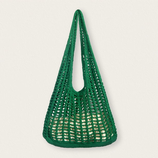 Xiao Hua Bolso de hombro tejido para mujer, bolso de mano y neceser, elegante bolso de playa de verano, 38 x 2 x 30 cm (verde).