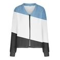 thumbnail image 4 of HAiming Jacket for Women Zip up Color Block V Neck Coat Casual Long Sleeve Winter Soft Comfy Outwear Clothes, 4 of 5