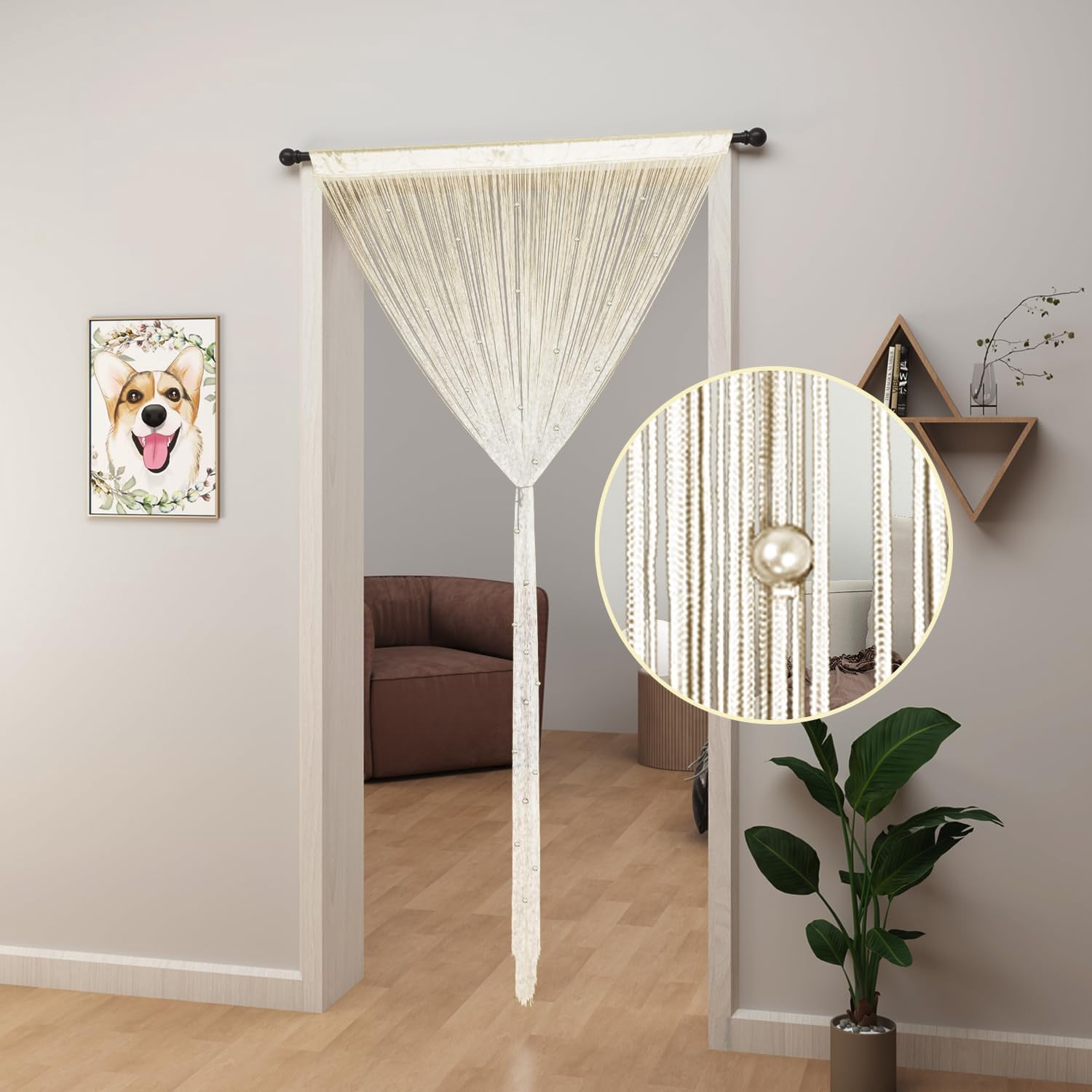 UniVerse Beaded Curtain Beaded Curtains for Doorways Crystals Suitable for Interior Decoration and Partitions Hippy Closet Curtains (Champagne, 39"x79")