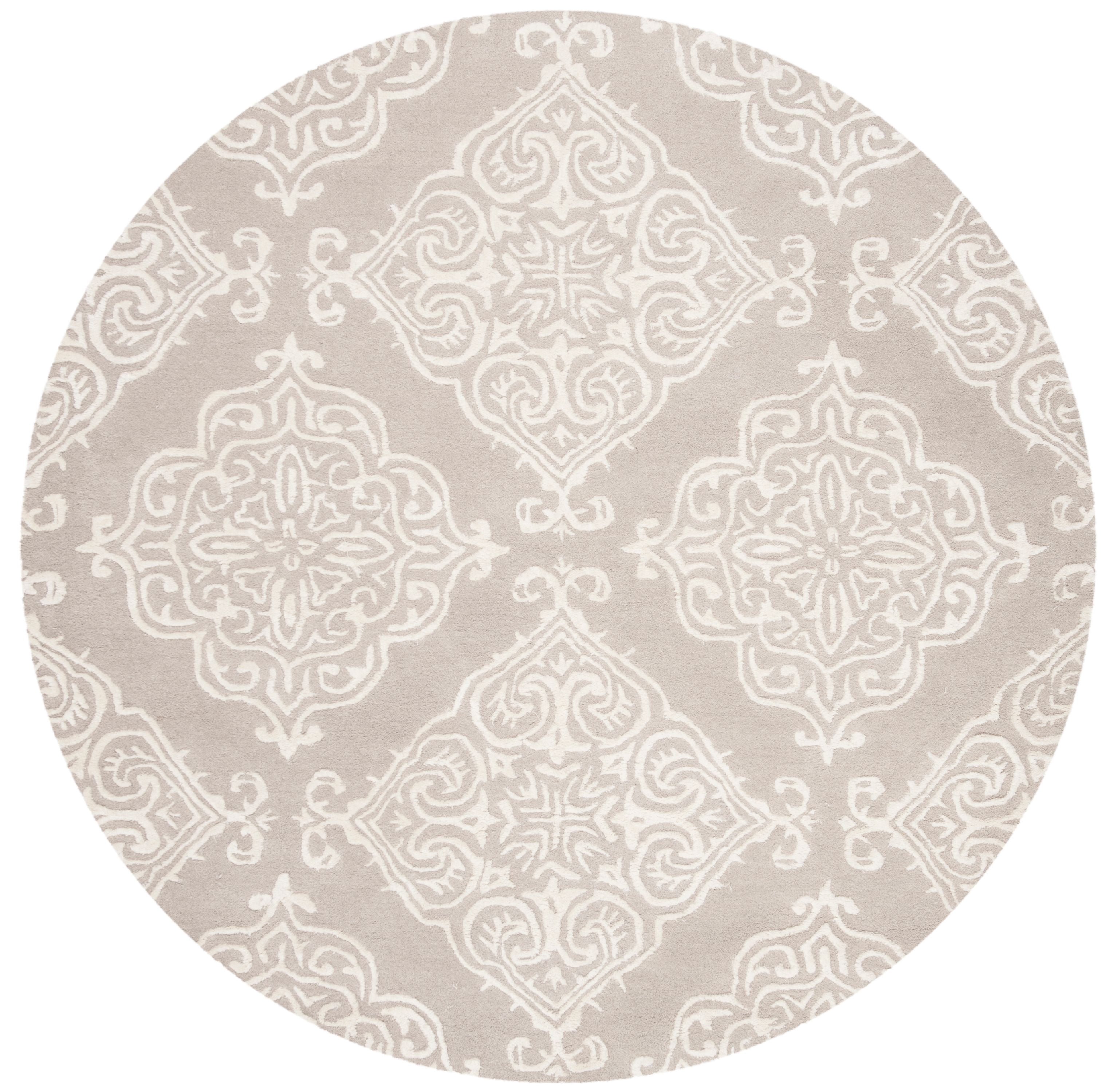 SAFAVIEH Glamour Georgene Damask Area Rug, Silver/Ivory, 6' x 6' Round