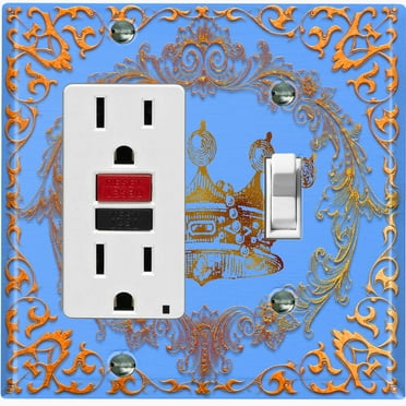 Metal Light Switch Plate Cover Elegant Blue Crown Frame FRA018
