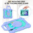 thumbnail image 5 of Dteck with Pencil Holder Case for mini A17 Pro 2024,iPad mini 6th Generation 8.3 inch Heavy Duty Silicone Case 360 Degree Rotating Handle Stand Cover with Shoulder Strap,Purple+Mint, 5 of 9