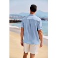 thumbnail image 3 of COOFANDY Mens Summer Henley Shirts Button Vacation Shirt Collarless Casual T-Shirts, 3 of 6